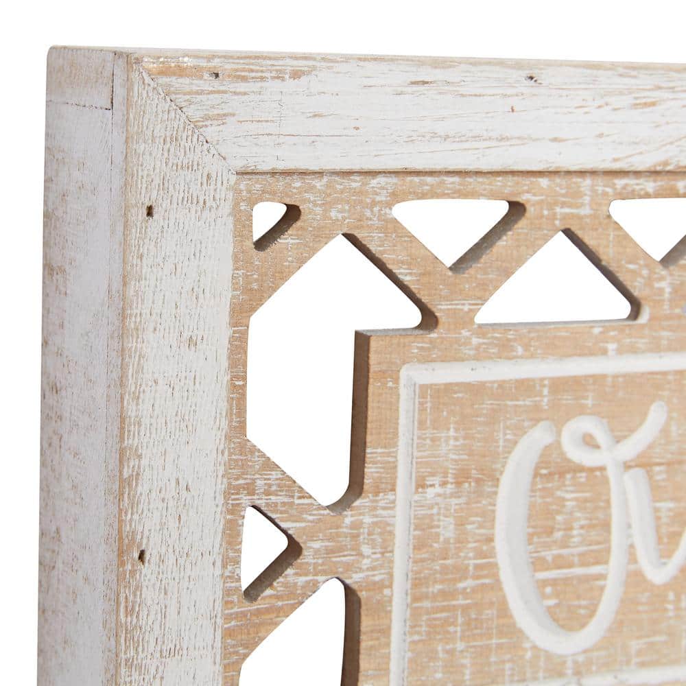 White and Beige Rustic Wood Farmhouse Wall Decor Set