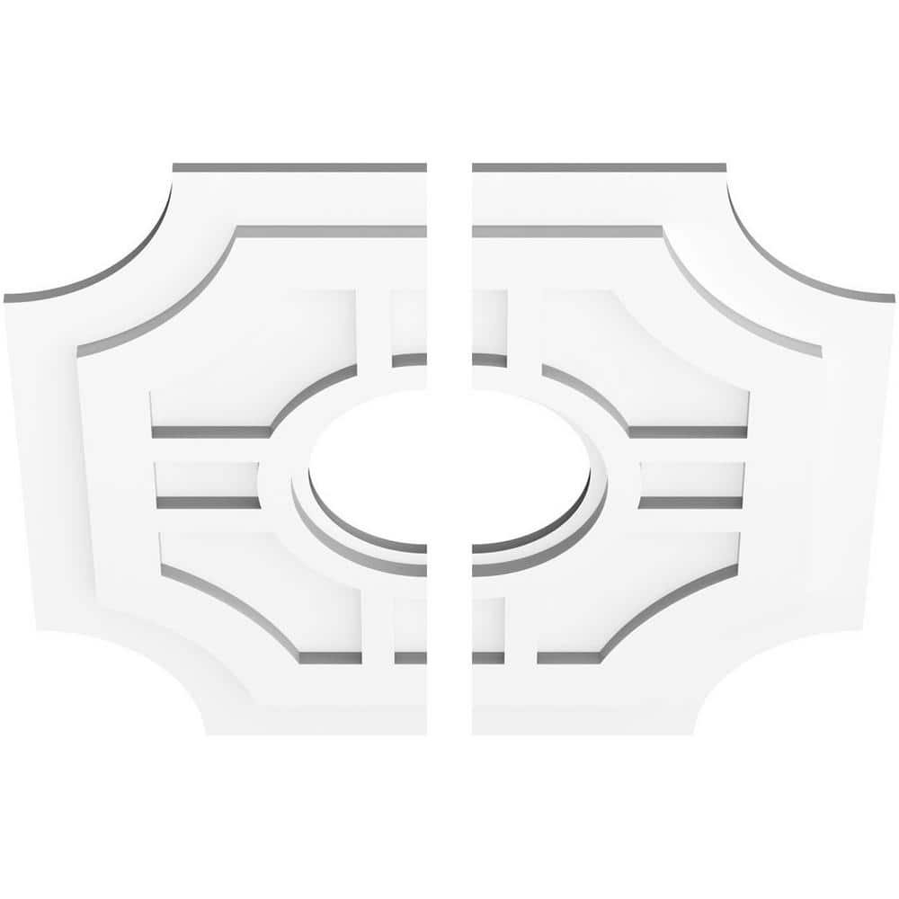 24" White PVC Two-Piece Contemporary Ceiling Medallion