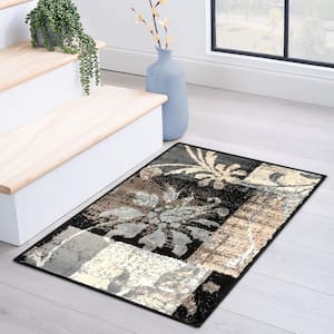 Pastiche Chocolate 2 ft. x 3 ft. Floral Patchwork Polypropylene Area Rug