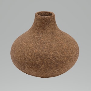 Decorative Handmade Paper Mache Vase, Brown