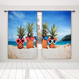 Blackout Curtains 52" x 84" Pineapple by The Sea 3D Print Window Drape ( 2-Panel）