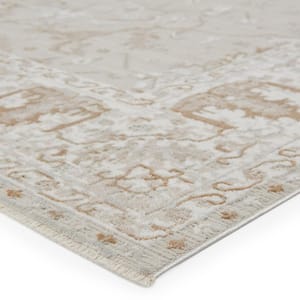 Vibe Dhaval Light Gray/White 5 ft. 3 in. x 7 ft. 6 in. Oriental Rectangle Area Rug