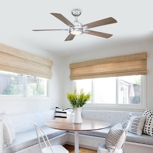 52 in. Indoor Brushed Nickel Reversible Ceiling Fan with Integrated LED Light and Remote Control
