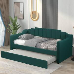 Green Twin Upholstered Daybed with Trundle
