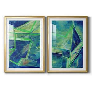 Geometric in Cool I by Wexford Homes 2-Pieces Framed Abstract Paper Art Print 26.5 in. x 36.5 in.