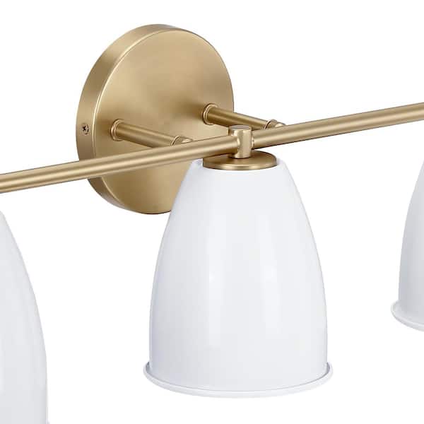 Designers Fountain - Biba 24 in. 3-Light Brushed Gold Modern Vanity Light with Ice Mist Metal Shades