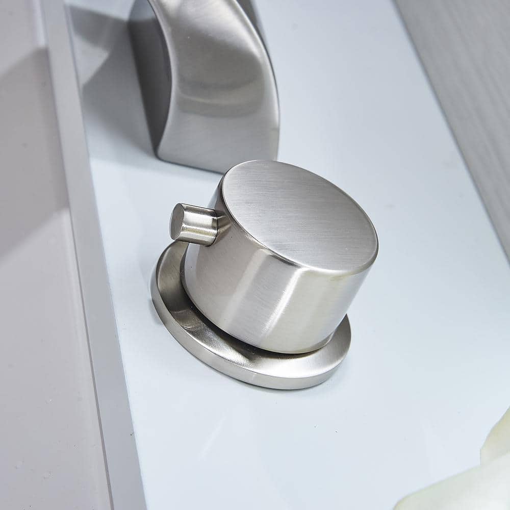 Brushed Nickel LED Waterfall Widespread Bathroom Faucet