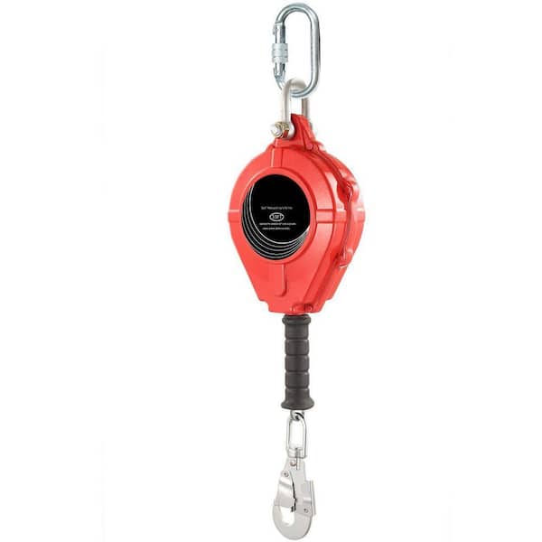 33 ft. Steel Cable Retractable Lifeline with No-Tangle Design and Quick Brake Fall Protection System for Safety Harness