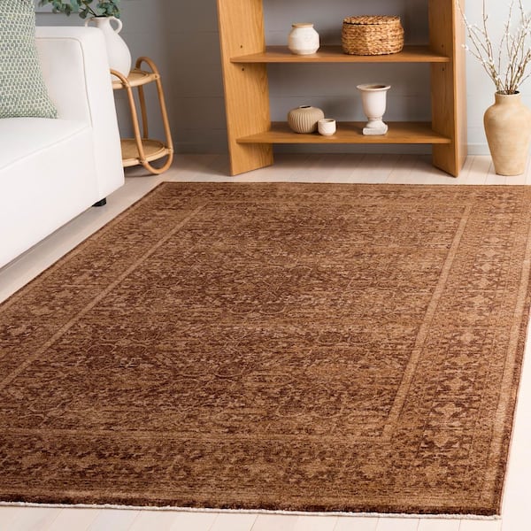 Vintage Overdye 4 ft. x 4 ft. Square Brown Vintage Distressed Area Rug