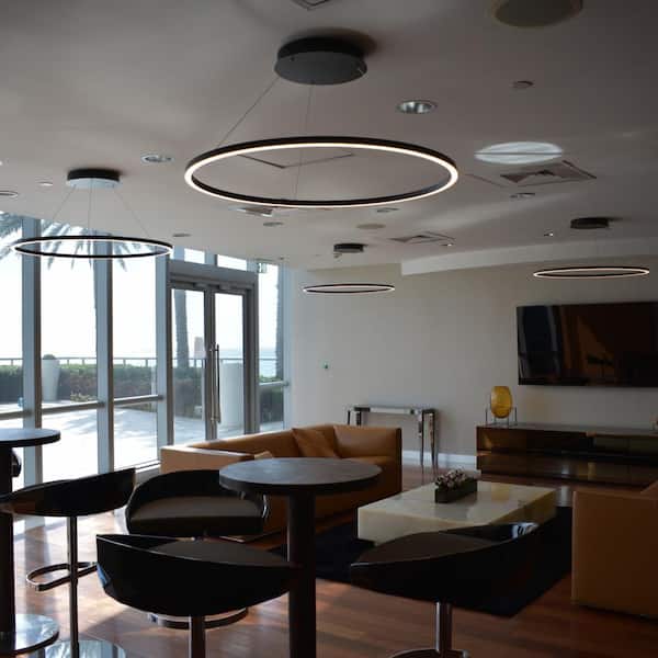 Tania Round 39 in. 52-Watt Black Circular ETL Certified Integrated LED Chandelier Pendant Light Height Adjustable