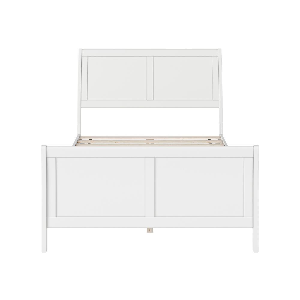 Valencia White Full Sleigh Platform Bed with Wood Frame