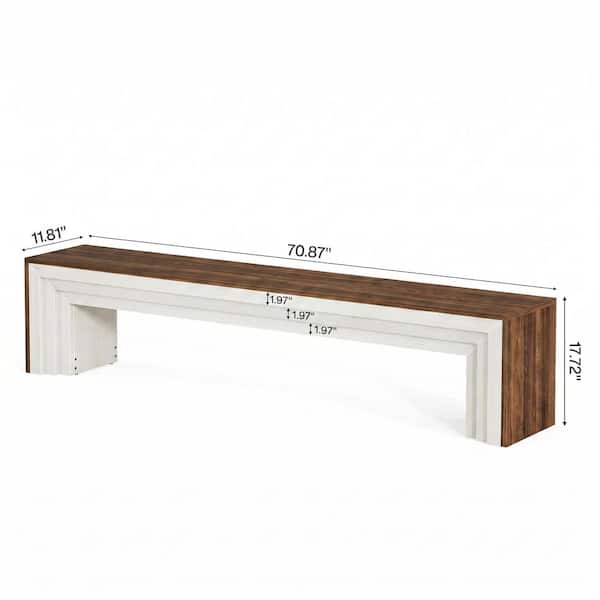 BYBLIGHT 17.72in. H x 70.9in. W Brown and White Wood Shoe Storage