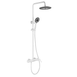 6-Spray Patterns with 2 GPM 9 in. Wall Mount Dual Shower Heads in White with Tub Spout and Slide Bar