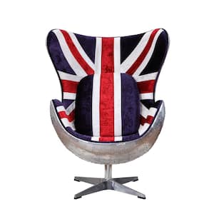 Pattern Fabric and Aluminum Brancaster Accent Chair with Swivel