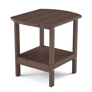 Brown HDPE Plastic Adirondack Outdoor Two-Shelf Side Table