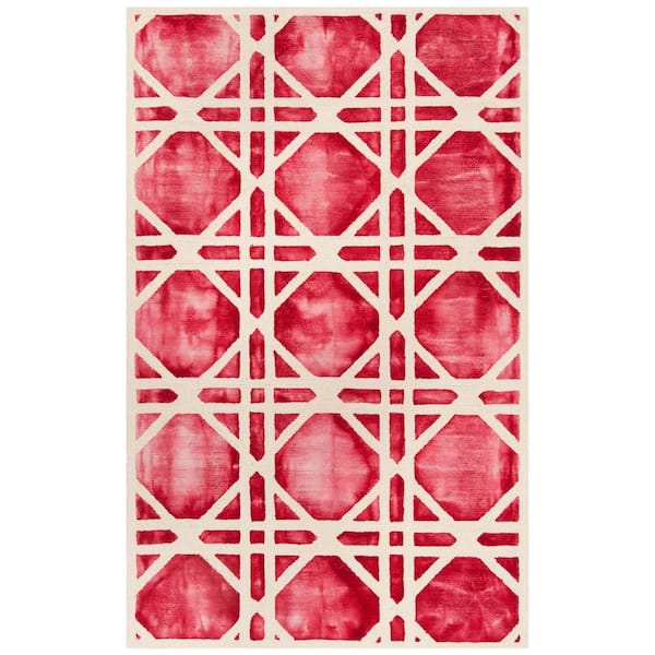 Dip Dye 2 ft. x 3 ft. Ivory/Red Overdyed Trellis Area Rug