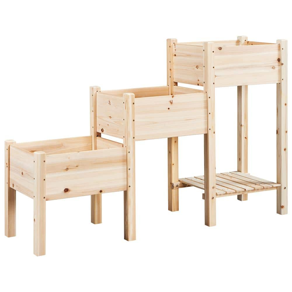 Yaheetech 63.5in.L x 17in.W x 41in.H 3-Tier Wooden Elevated Planting ...