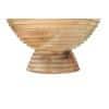 Natural Mango Wood Ridged Footed Serving Bowl