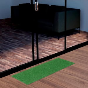Evergreen Collection Waterproof Solid 3x3 Indoor/Outdoor 2 ft. 7 in. x 3 ft. Green Artificial Grass Runner Rug