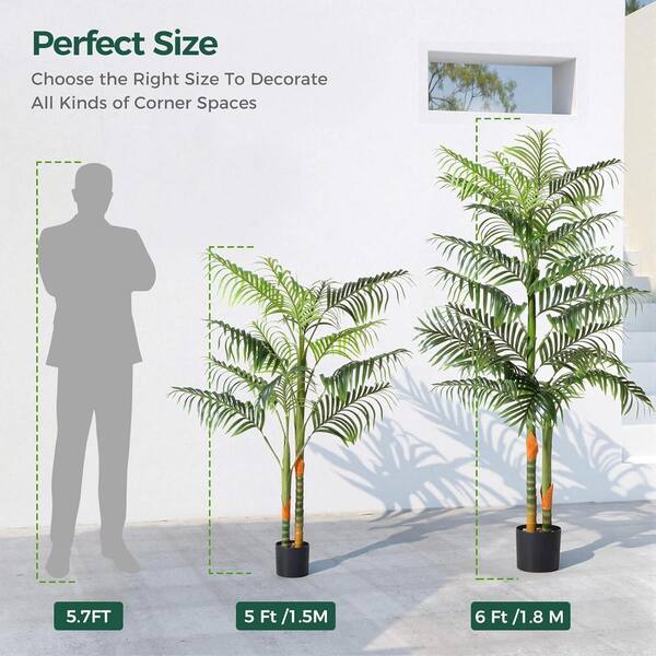 5 ft. Artificial Palm Tree with Planter and Moss, 2-Trunk and