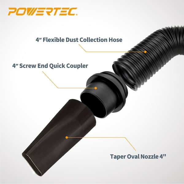Powertec Rectangular Dust Hood Collector Collection System Attachment Hose Part 