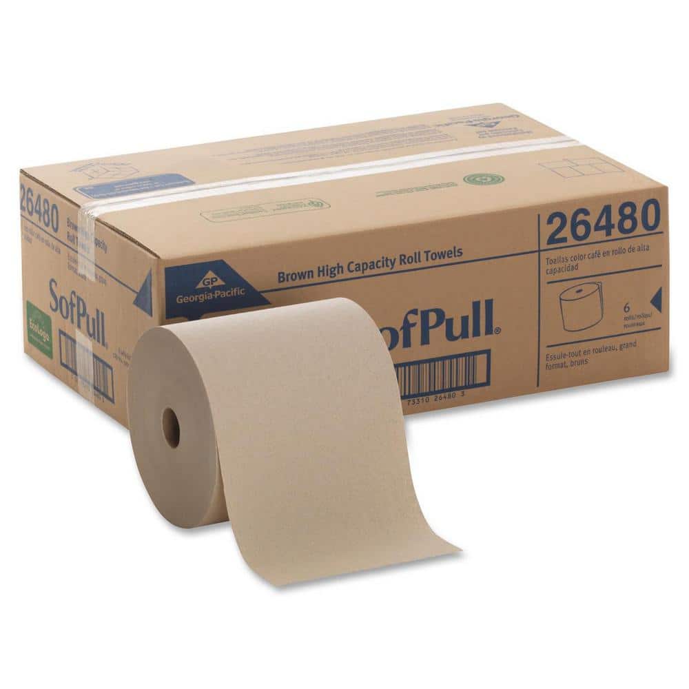 1 Individual Roll of 1000 Poly-bag Protected 7.8 x 1000 Roll 1 Individual Roll of 1000' H&PC-74969 Georgia Pacific 26480 SofPull Hardwound Paper Towels for SofPull Manual Mechanical Dispenser 7.8 x 1000' Roll Poly-bag Protected Brown