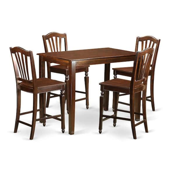 East West Furniture 5-Piece Mahogany Finish Solid Wood Top - Dining Room Set - Seats 4