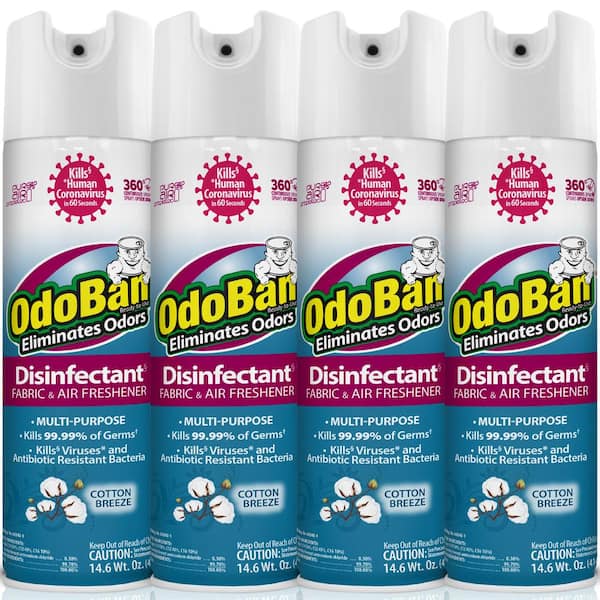 OdoBan 14.6 oz. Cotton Breeze Multi-Purpose Disinfectant Spray, Odor Eliminator, Sanitizer, Fabric and Air Freshener (4-Pack)
