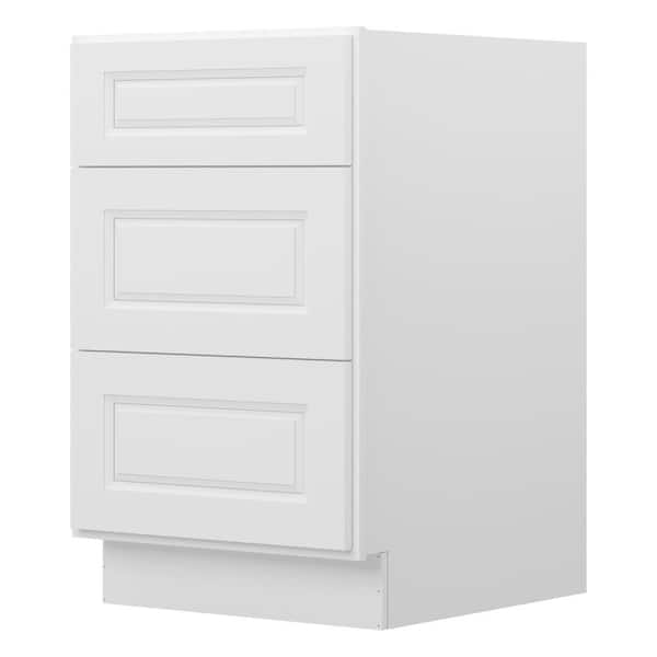 HOMEIBRO 21 in. Wx24 in. Dx34.5 in. H in Raised Panel White Plywood Ready to Assemble Drawer Base Kitchen Cabinet with 3 Drawers