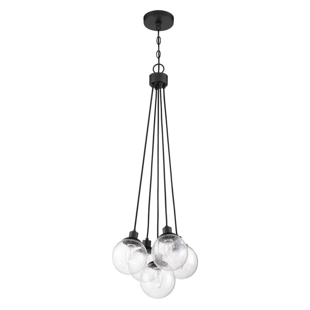 Flat Black Globe Cluster Pendant Light with Clear Glass Shades