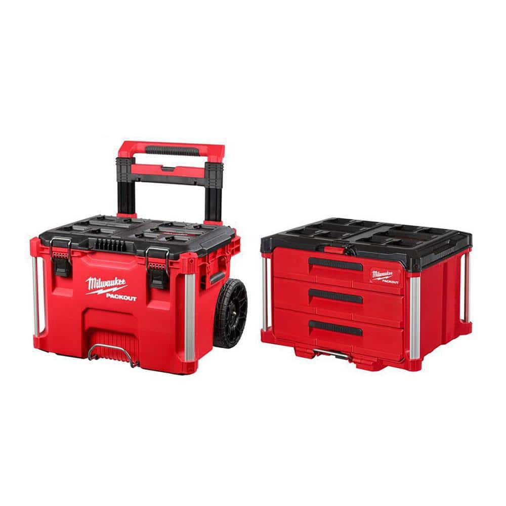 Milwaukee PACKOUT 22 in. Rolling Tool Box and 22 in. 3-Drawer  48-22-8426-8443 - The Home Depot