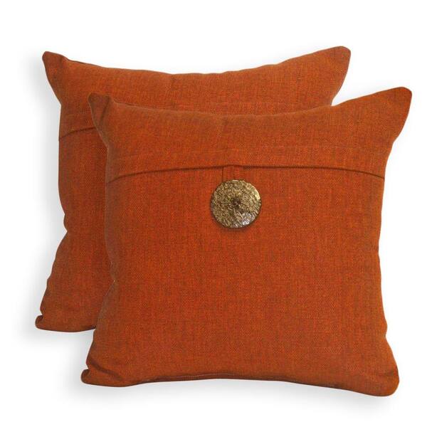 Peak Season Spice Red Outdoor Throw Pillow with Button (2-Pack)
