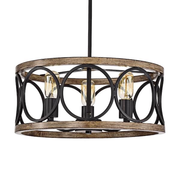 Warehouse of Tiffany Lassy 26 in. 3-Light Indoor Matte Black Finish Chandelier with-Light Kit