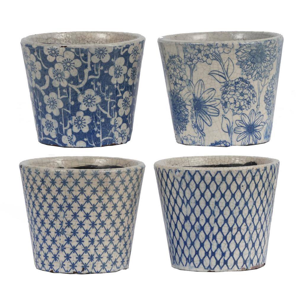 Charlotte Distressed Blue Terracotta Planter Set