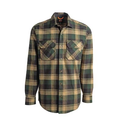 Woodfort Men's M Forest Big Rock Canyon Plaid Heavy Weight Flannel Button Down Work Shirt