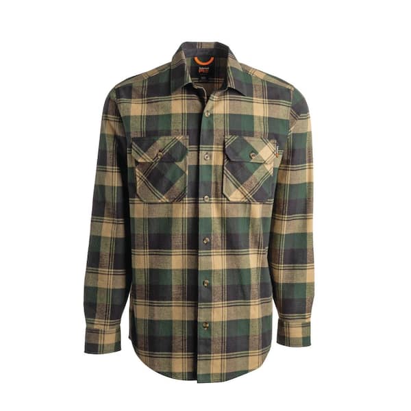 Timberland PRO Woodfort Men's M Forest Big Rock Canyon Plaid Heavy Weight Flannel Button Down Work Shirt