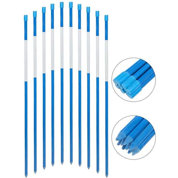 FiberMarker Reflective Driveway Markers 36-Inch Blue 20-Pack 5/16-Inch Dia Snow Poles Snow Markers