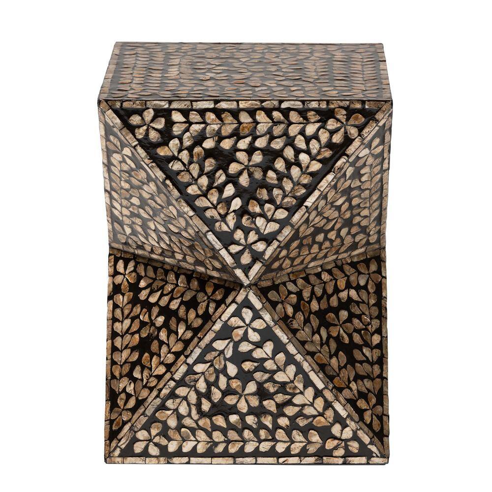 Feronia Black and Bronze Mother of Pearl Hourglass End Table