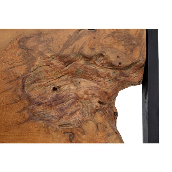 Litton Lane Teak Wood Brown Handmade Live Edge Tree Trunk Abstract Wall  Decor with Black Frames (Set of 4) 66069 - The Home Depot