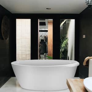 67 in. Acrylic Freestanding Bathtub Flatbottom Soaking SPA Tub Not Whirlpool Bathtub in White