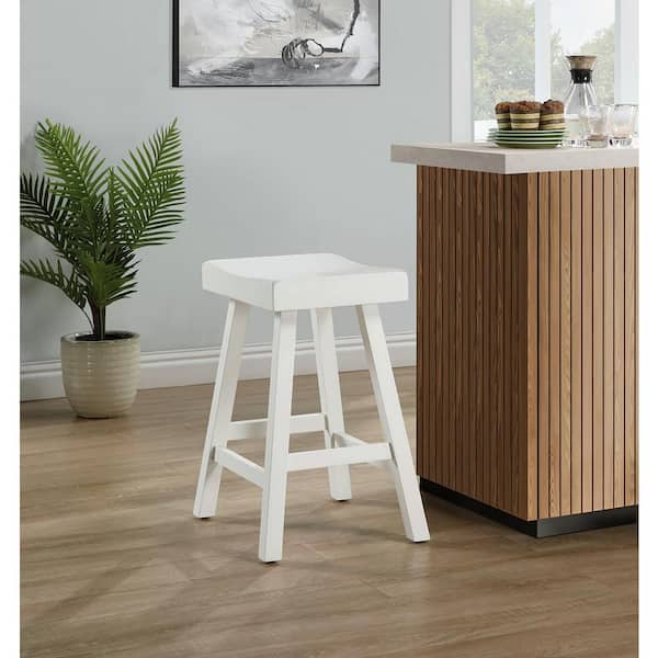 Jackson 24 in. White Backless Wood Bar Stool
