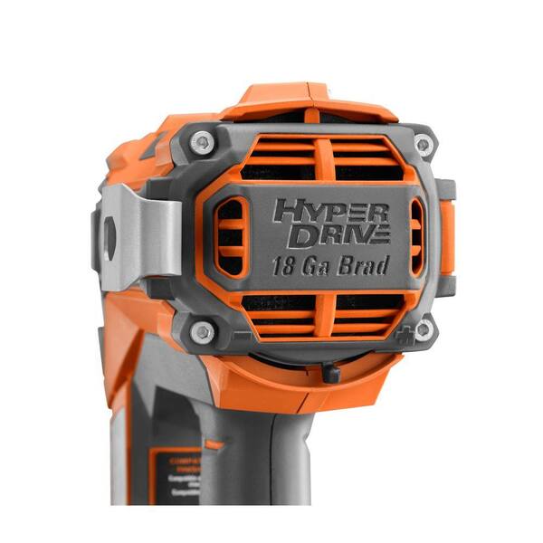 RIDGID - 18V Brushless Cordless HYPERDRIVE 18-Gauge 2-1/8 in. Brad Nailer (Tool Only) Belt Clip, Bag and Sample Nails