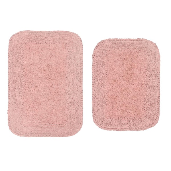 Radiant Collection 100% Cotton Bath Rug Set, Machine Wash, 2 Pcs Set(S+M), Pink
