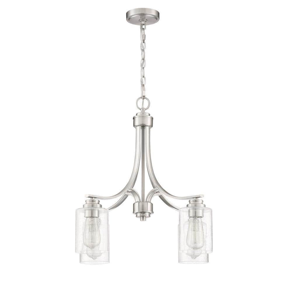 Polished Nickel 4-Light Chandelier with Clear Seeded Glass Shades