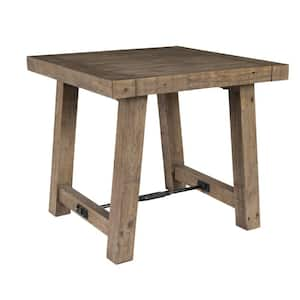 26 in. W Weathered Gray Handcrafted Reclaimed Wood End Table with Grains