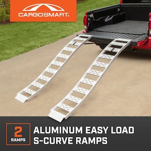 12 in. W x 90 in. L 1500 lb. Capacity Aluminum Fixed S-Curve Truck Loading Ramp with Treads (Includes 2 Ramps)