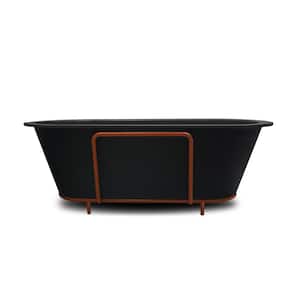 71 in. x 35 in. Stone Resin Freestanding Clawfoot Soaking Non-whirlpool Artificial Stone Solid Surface Bathtub in Black