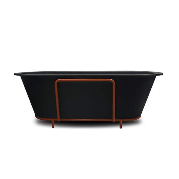 CASAINC 71 in. x 35 in. Stone Resin Freestanding Clawfoot Soaking Non-whirlpool Artificial Stone Solid Surface Bathtub in Black