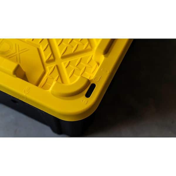 HDX - 27 Gal. Tough Storage Tote in Black and Yellow