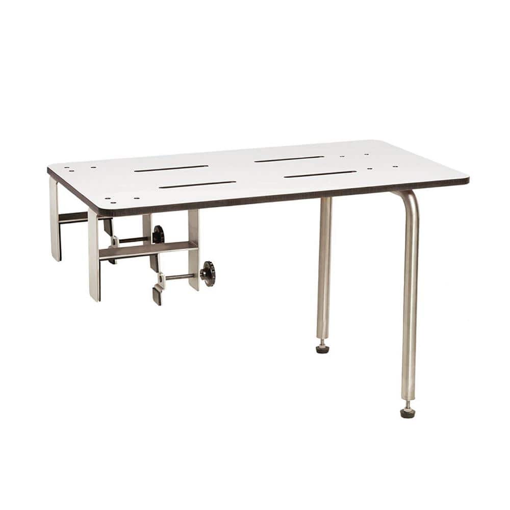 SEACHROME 26.5 in. x 15 in. Portable Tub Seat with Dual Clamps in White